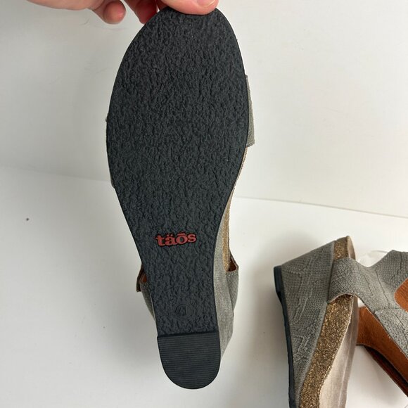 Taos Sandals 41 US 10-10.5 Taupe Carousel 2 Wedge Open Toe Leather Comfort - Picture 13 of 15